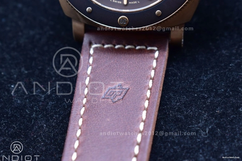 1:1 on VSF SunProtective PAM968 Strap and Brown Clone Calfskin P.9010 Dial Bezel Edition V Best Ceramic 995 Brown Bronzo 0415